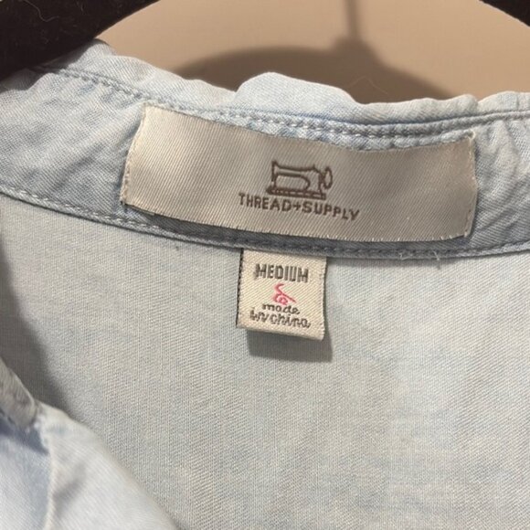 Thread & Supply Light Blue Collared 100% lyocell shirt Dress sz M - Picture 7 of 7